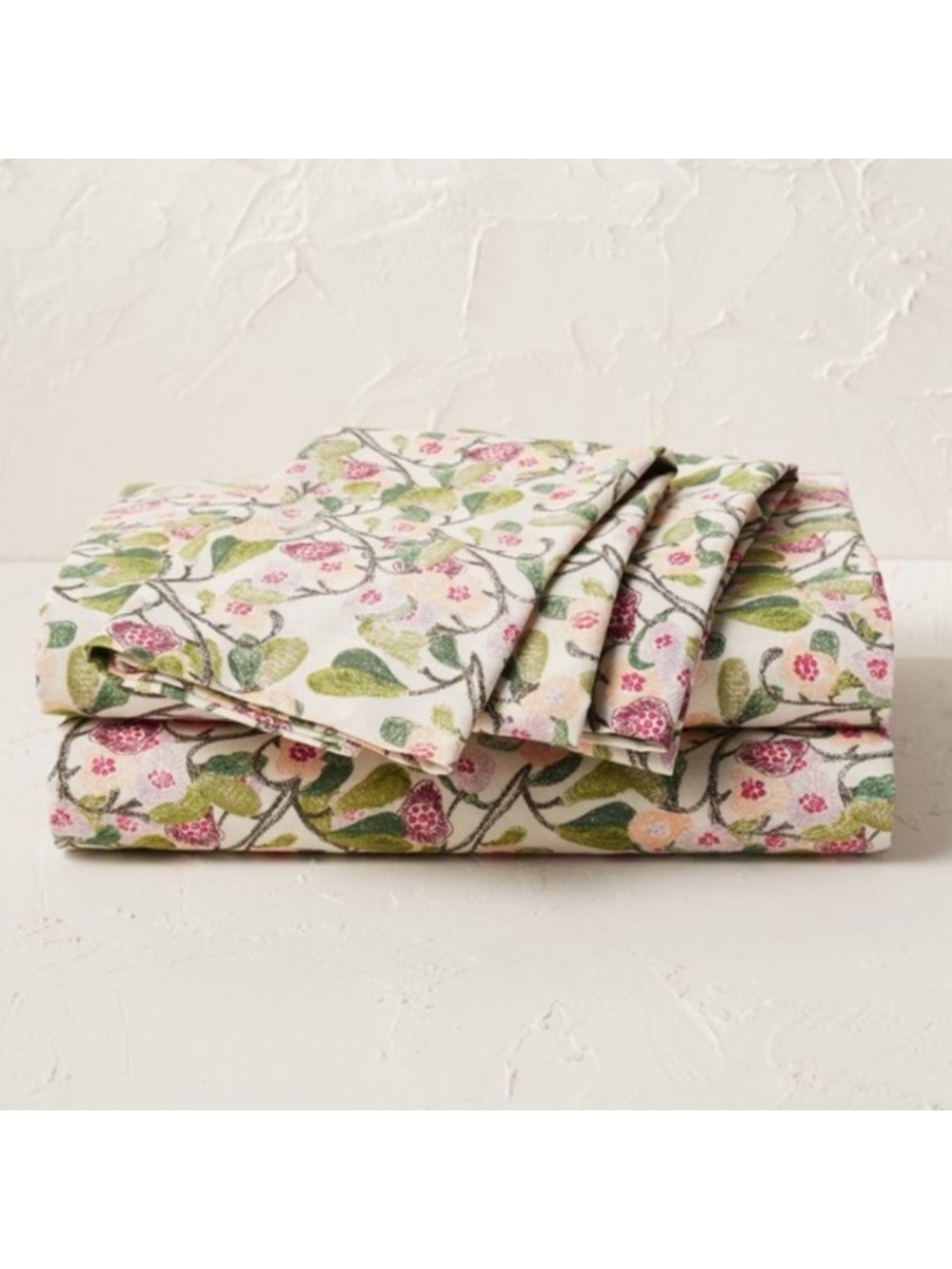 Opalhouse Floral Vine Cotton Sheet Set - Pink & Green